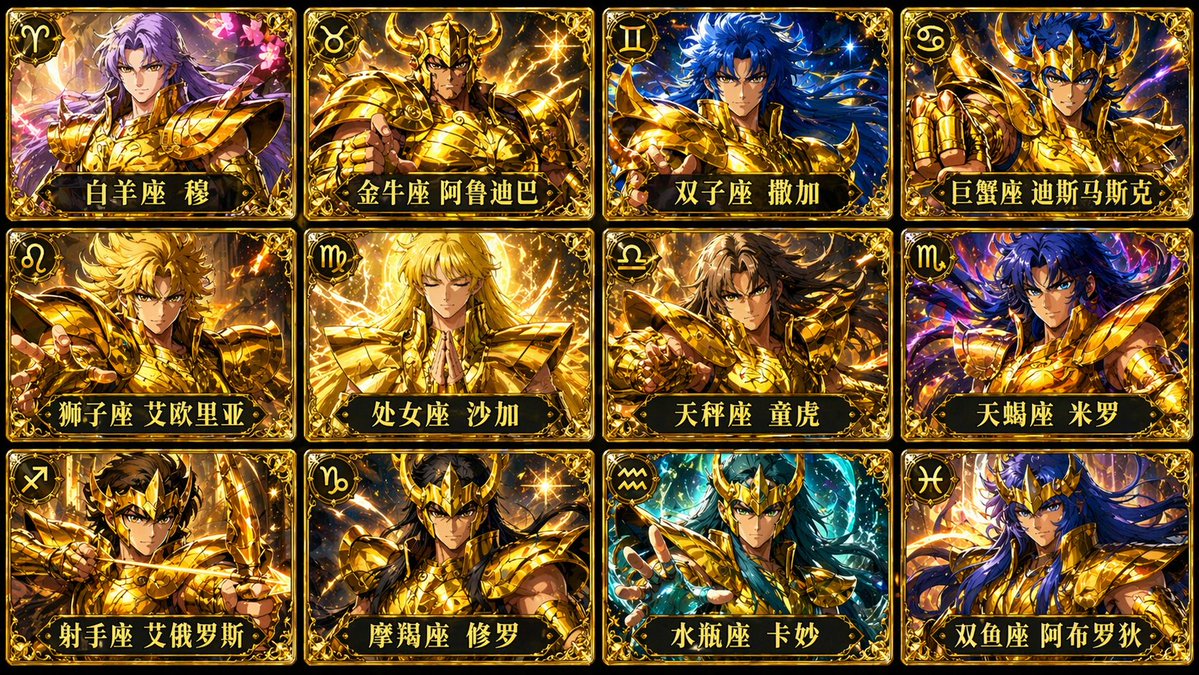 Twelve Gold Saints Card Grid - AI image template preview