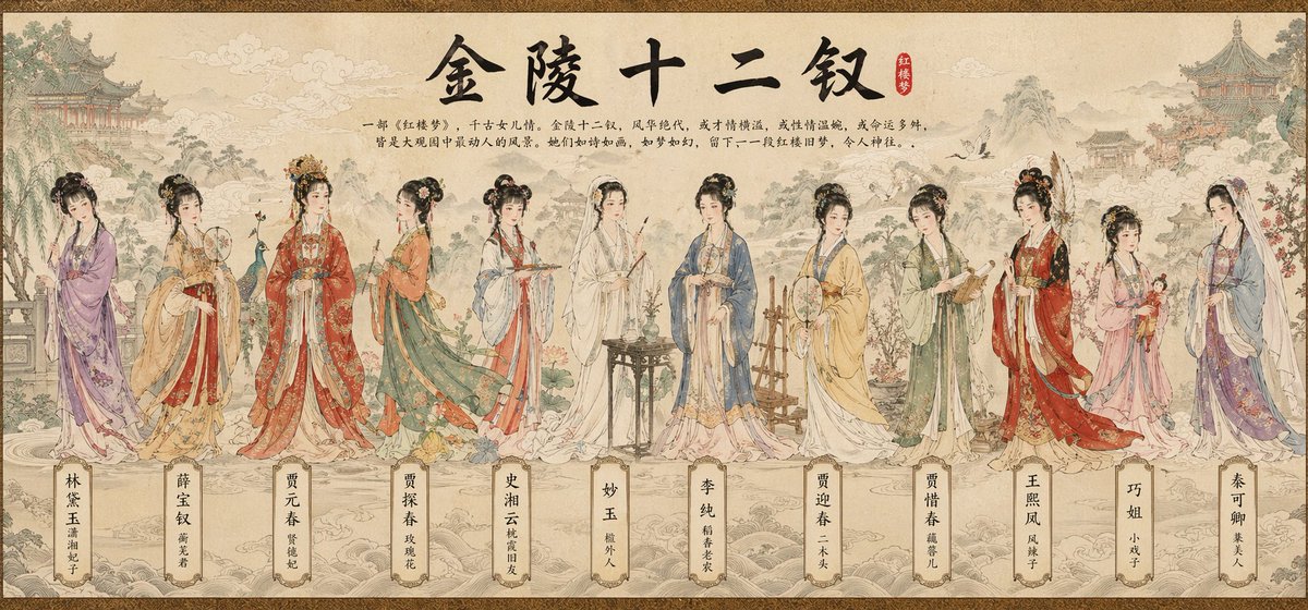 Traditional Chinese Scroll Illustration - AI image template preview
