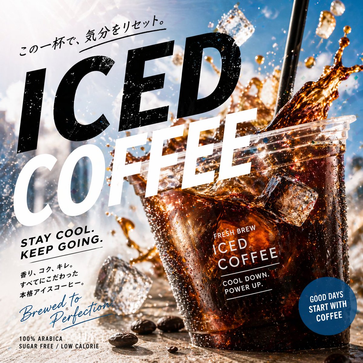 Modern Iced Coffee Advertisement Design - AI image template preview