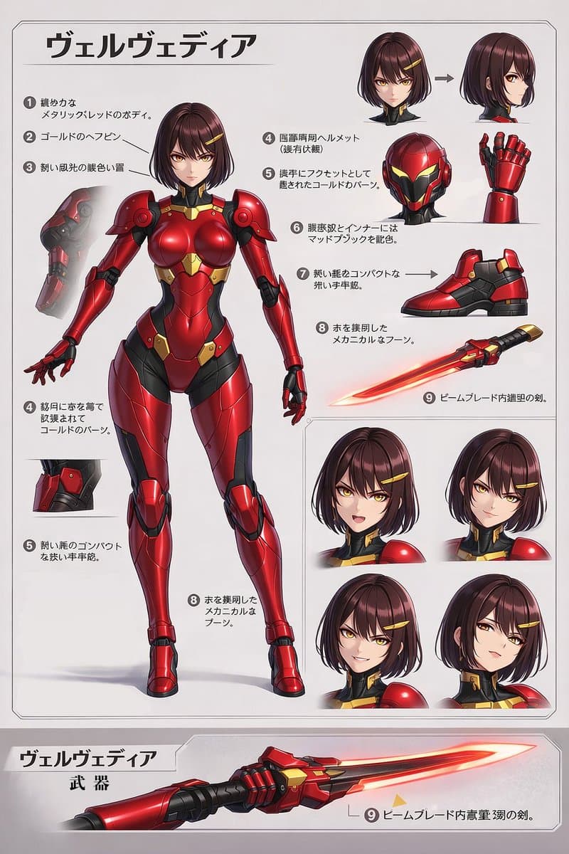 Velvedia Character Reference Sheet - AI image template preview