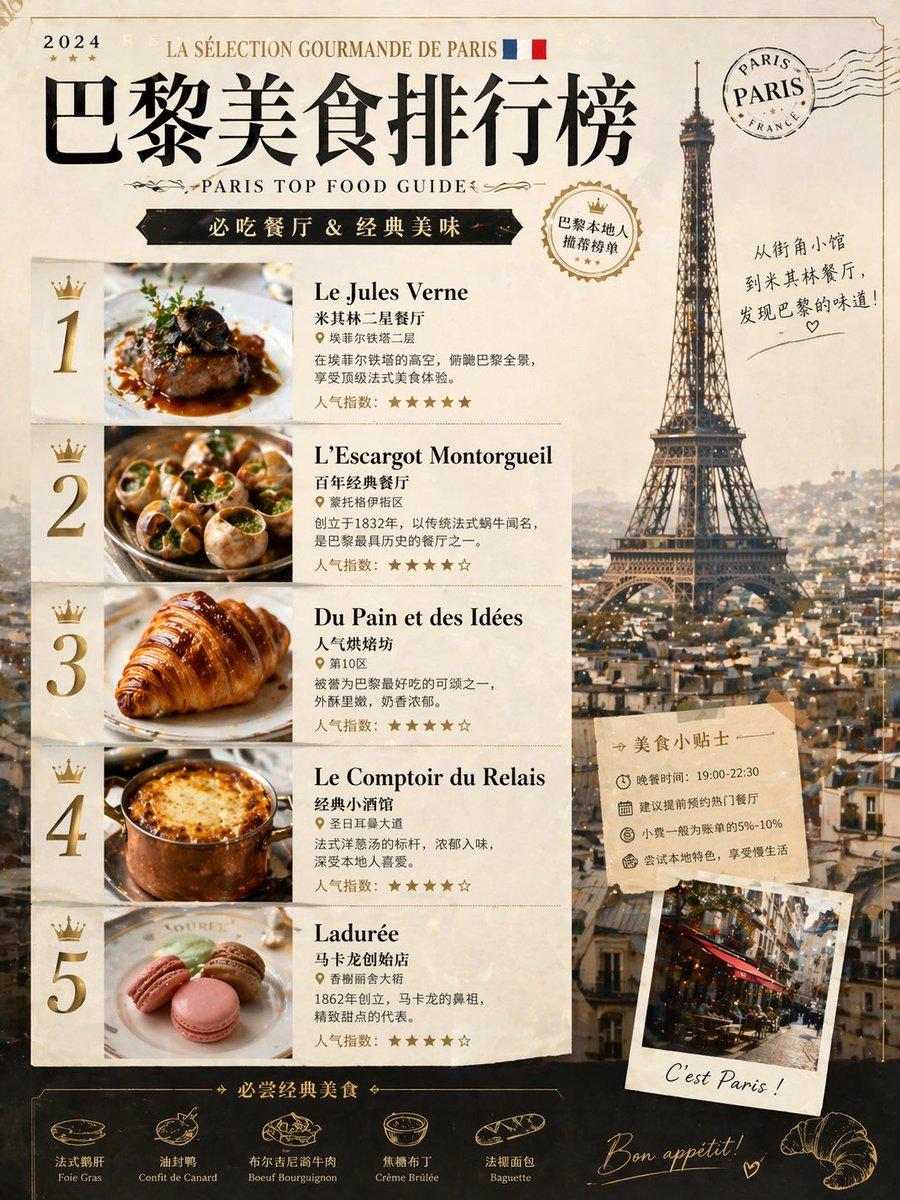 Paris Food Ranking Poster Prompt - AI image template preview