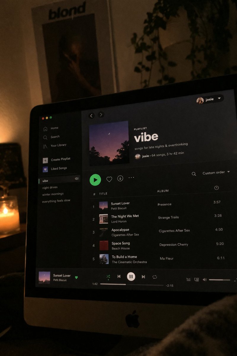 Spotify Playlist Screen at Night - AI image template preview