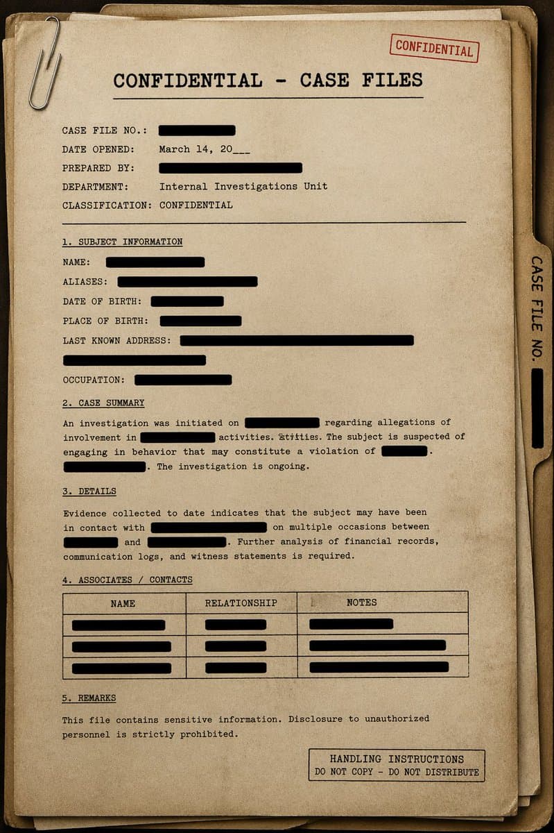 Vintage Confidential Case File - AI image template preview