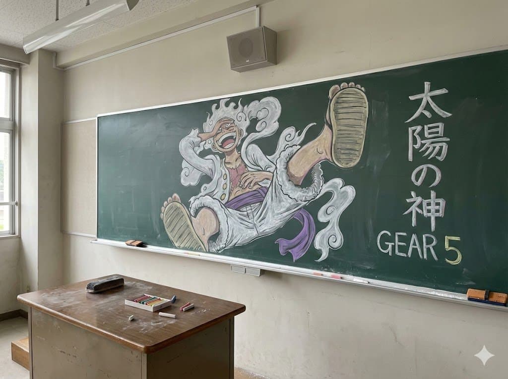 Japanese Classroom Gear 5 Chalk Art - AI image template preview