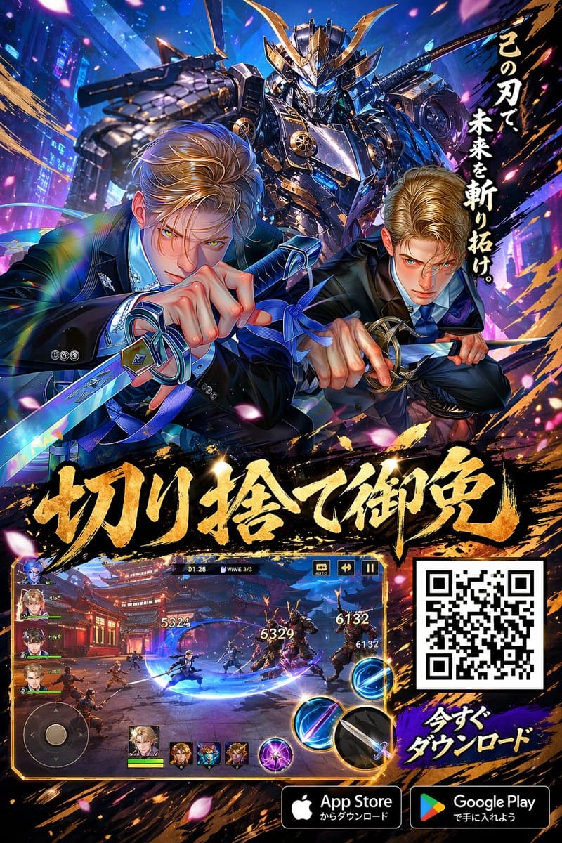 Anime Samurai Game Ad Poster - AI image template preview