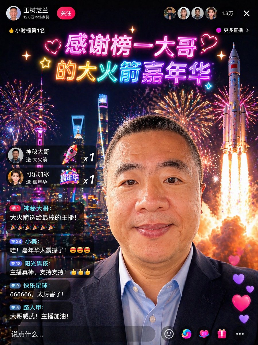 Chinese Livestream Rocket Gala Edit - AI image template preview