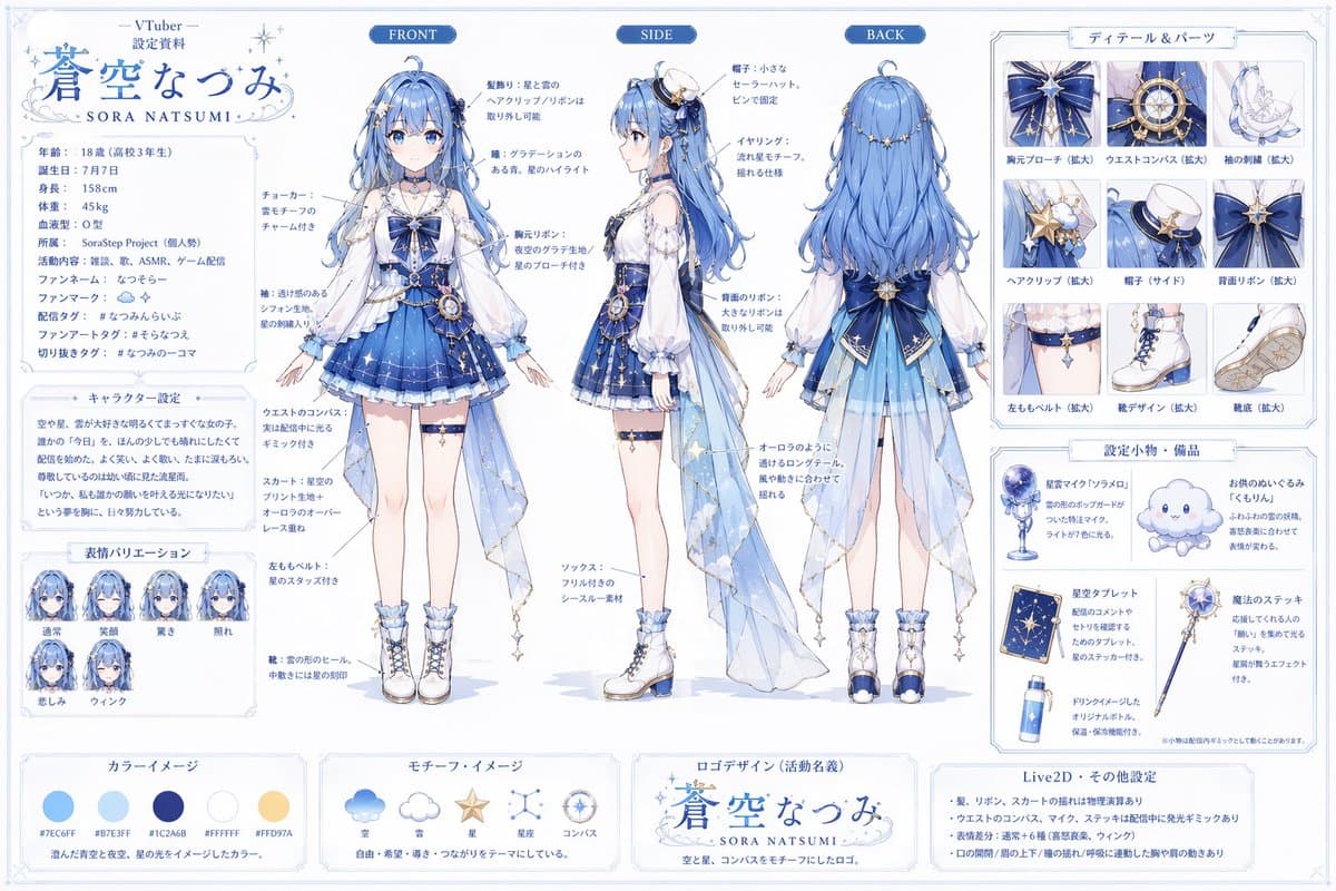 VTuber Character Reference Sheet - AI image template preview
