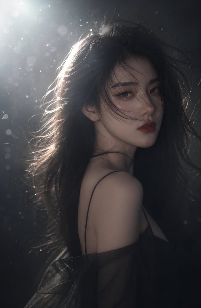 Cinematic Backlit Woman Portrait - AI image template preview