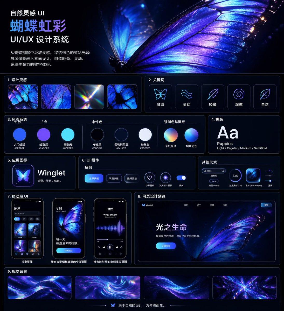 Iridescent Butterfly UI System Board - AI image template preview