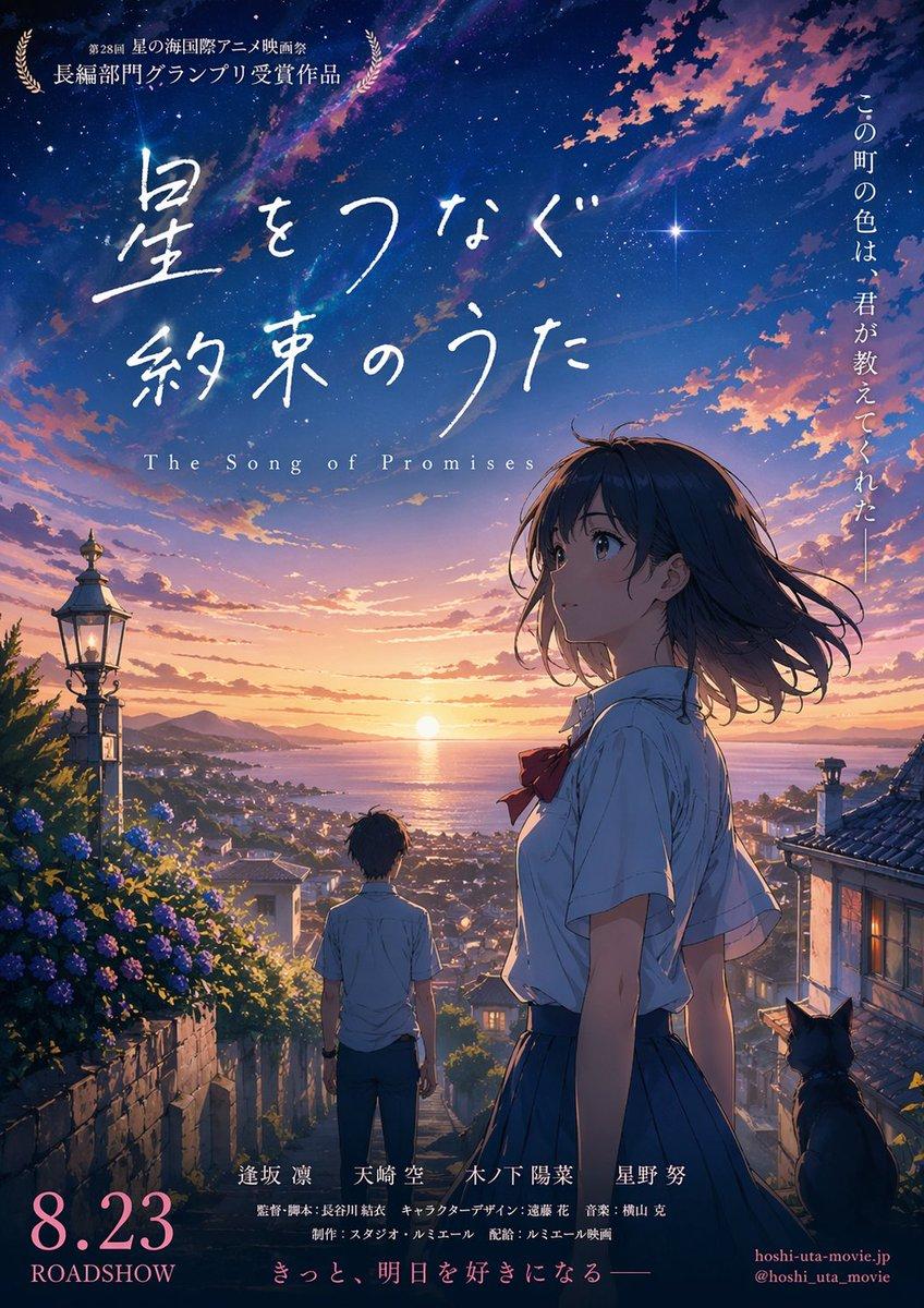 Anime Sunset Film Poster - AI image template preview