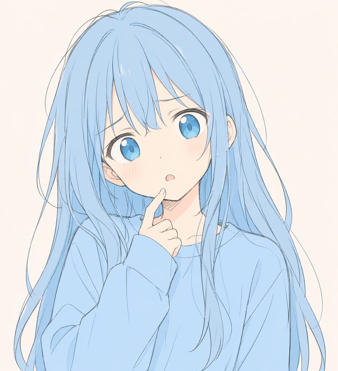 Soft Blue Anime Girl Portrait - AI image template preview