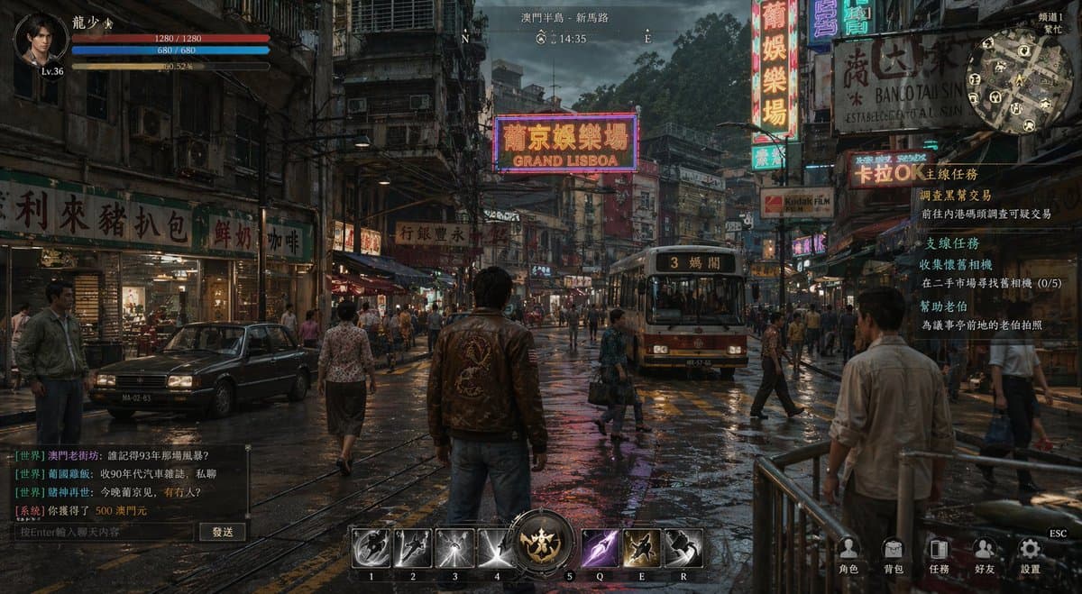 Rainy Neon Macau RPG Screenshot - AI image template preview