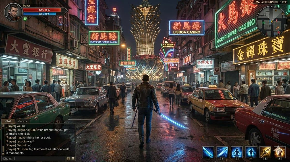 Neon Macau RPG Street Battle HUD - AI image template preview