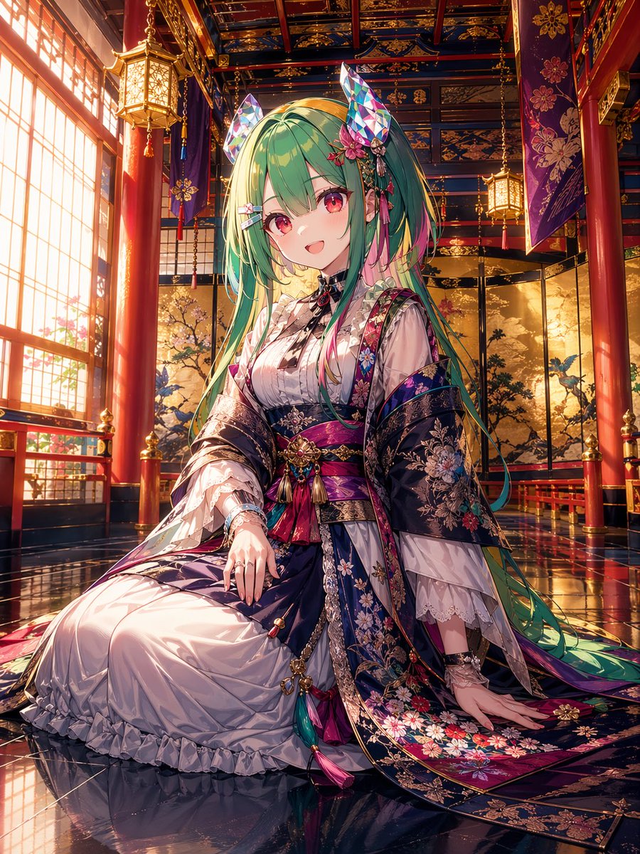 Anime Shrine Princess in Palace - AI image template preview
