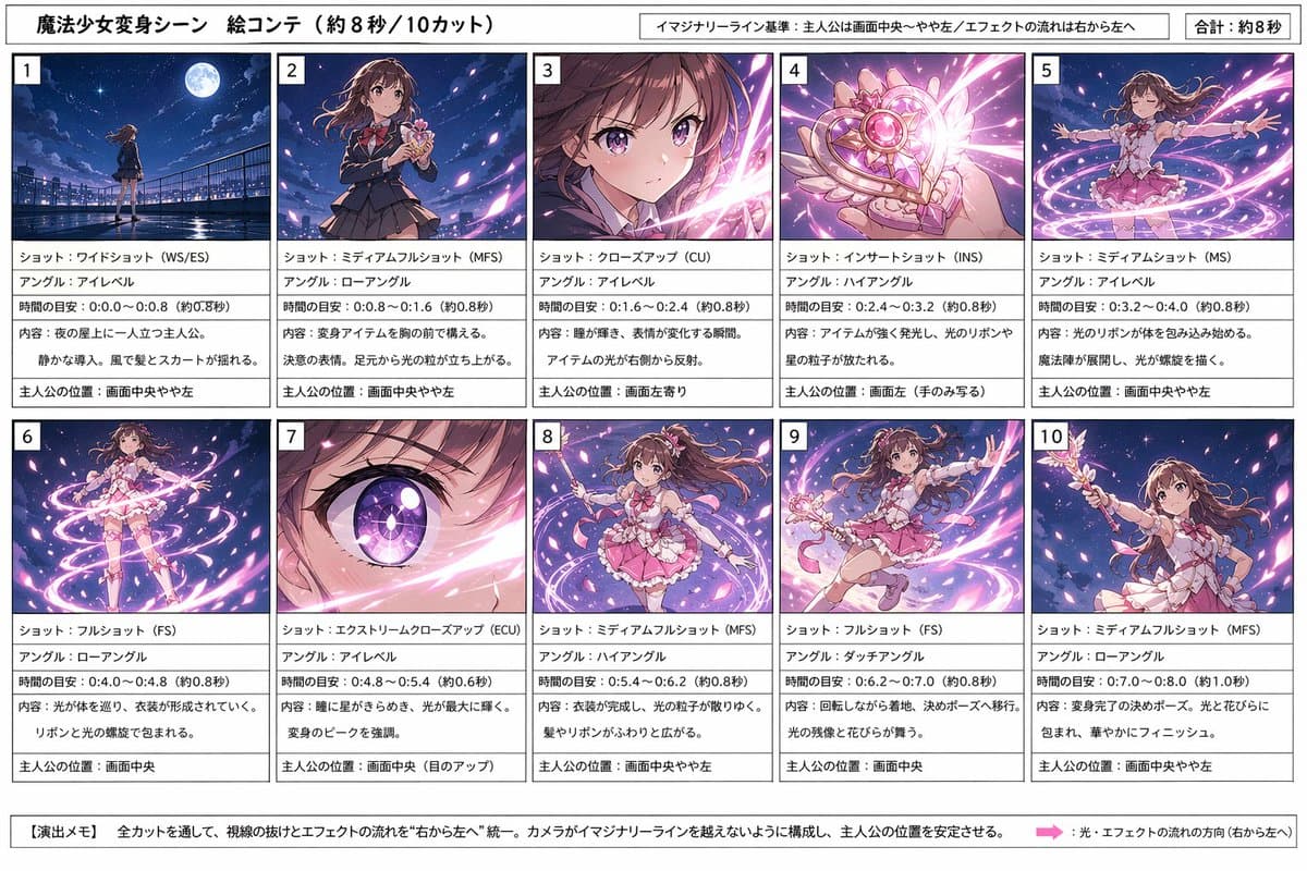 Magical Girl Transformation Storyboard - AI image template preview