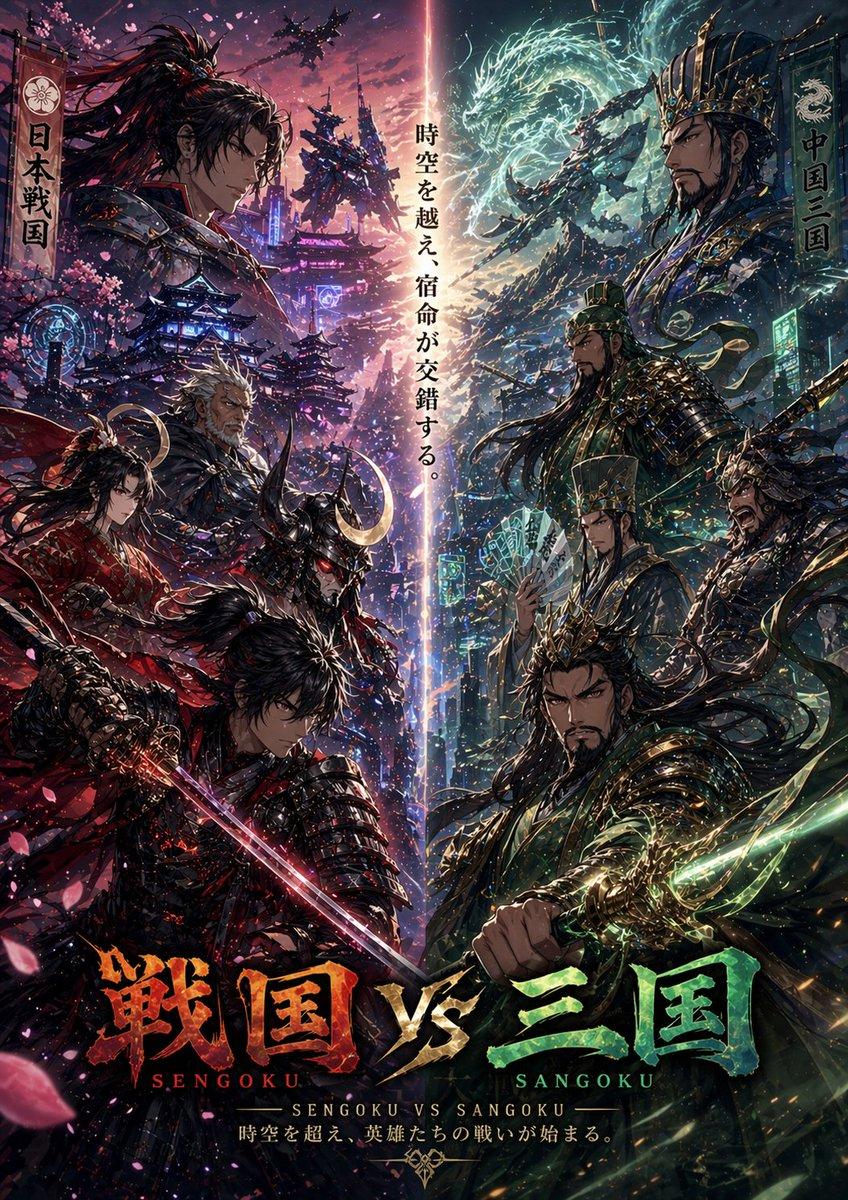 Sengoku vs Sangoku Crossover Poster - AI image template preview