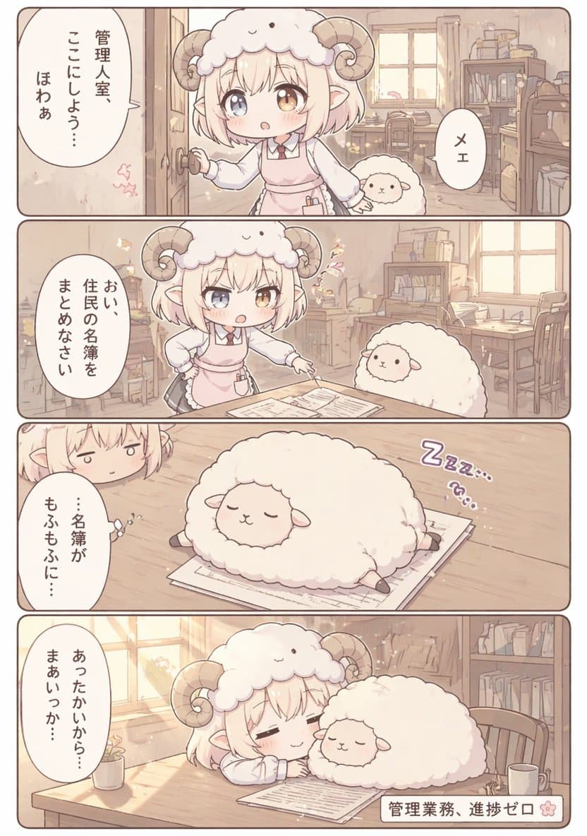 Cute Sheep Girl Office Manga Page - AI image template preview