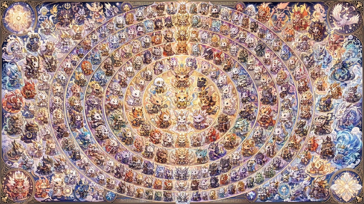 108 Chibi Fantasy Mandala - AI image template preview