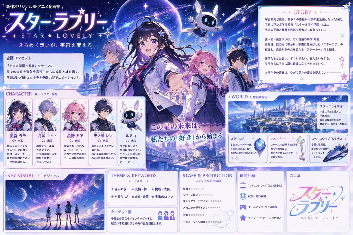 Anime Sci-Fi School Proposal Board - AI image template preview