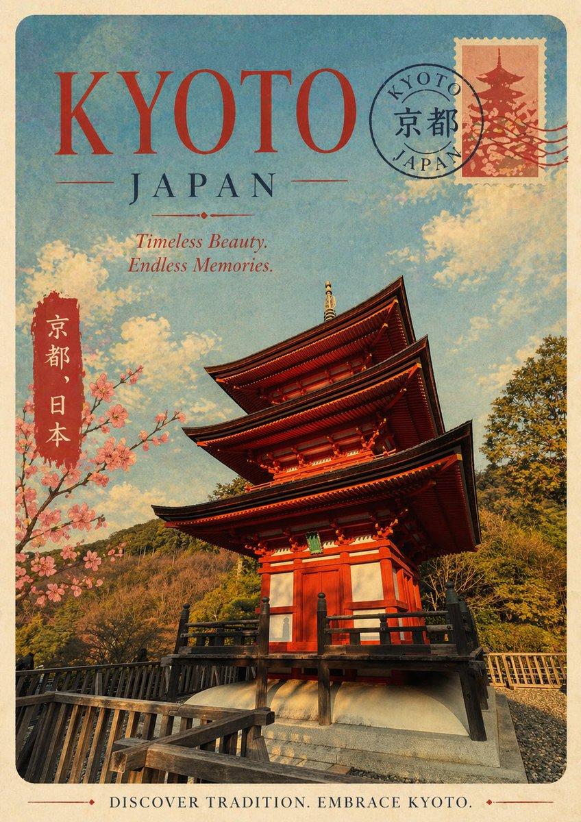 Vintage Kyoto Travel Poster - AI image template preview