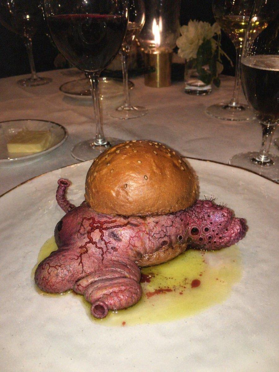 Surreal Octopus Burger Fine Dining Photo - AI image template preview