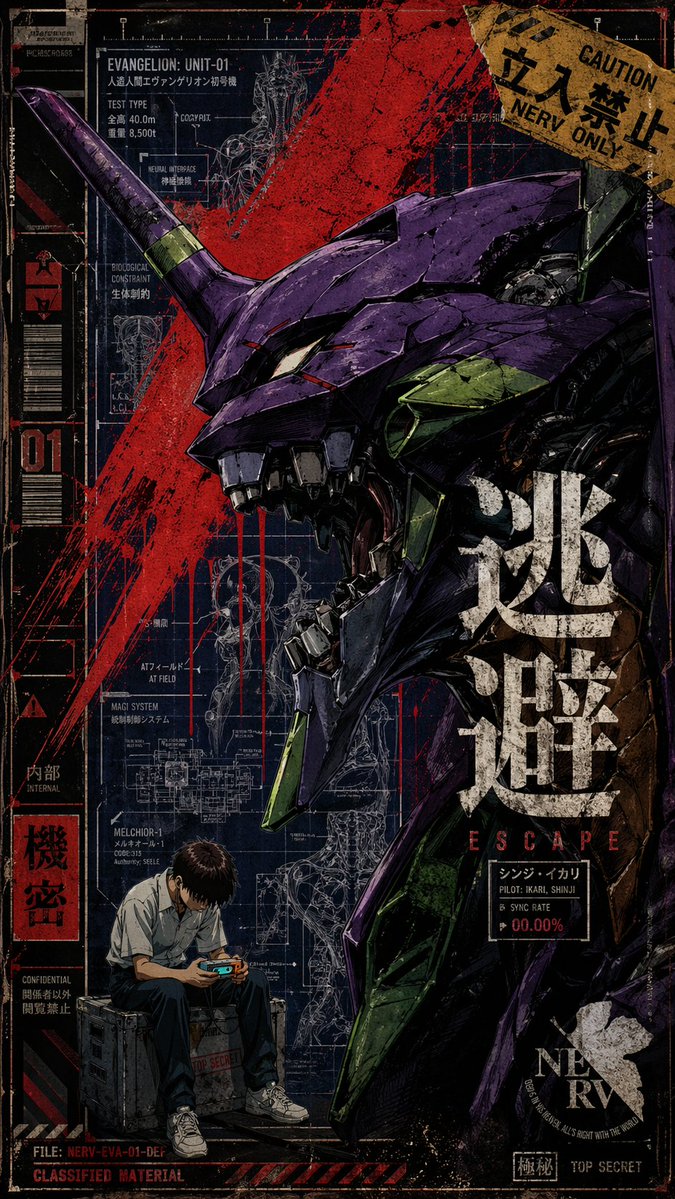 Gritty Evangelion Unit-01 Poster - AI image template preview