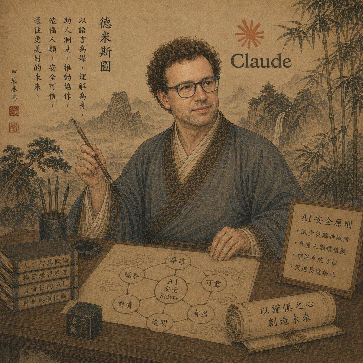 Ancient Scholar AI Safety Poster - AI image template preview