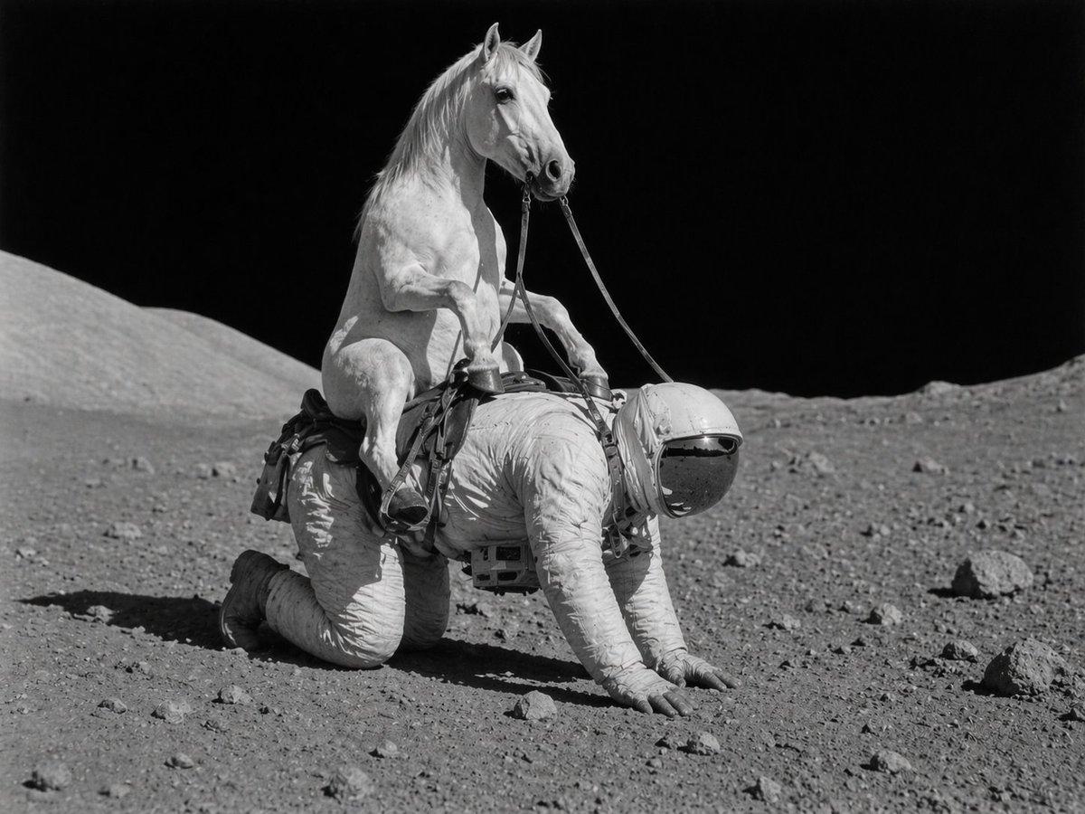 Surreal Lunar Horse Rider - AI image template preview