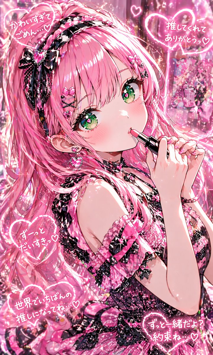 Pink Kawaii Idol Lipstick Portrait - AI image template preview
