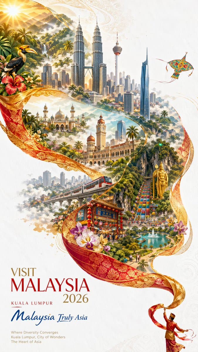 Visit Malaysia 2026 Travel Poster - AI image template preview