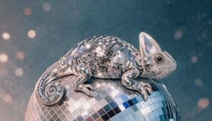 Disco Ball Chameleon - AI image template preview