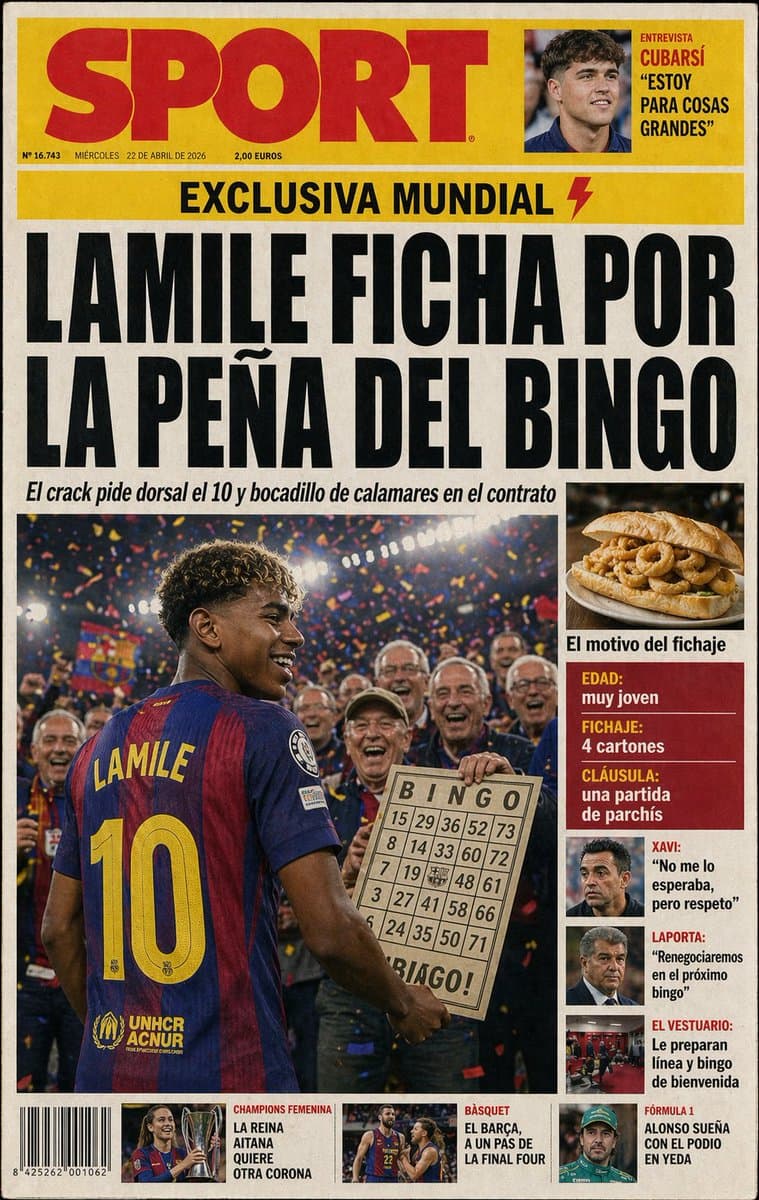 Satirical Spanish Sports Front Page - AI image template preview