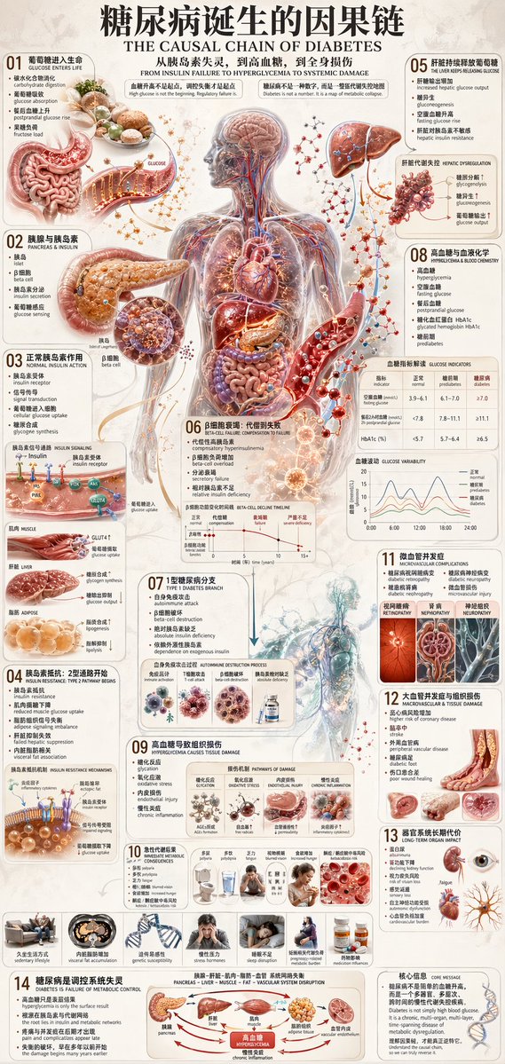 Diabetes Causal Chain Infographic - AI image template preview