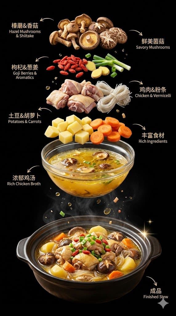 Exploded Chicken Mushroom Stew Ad preview