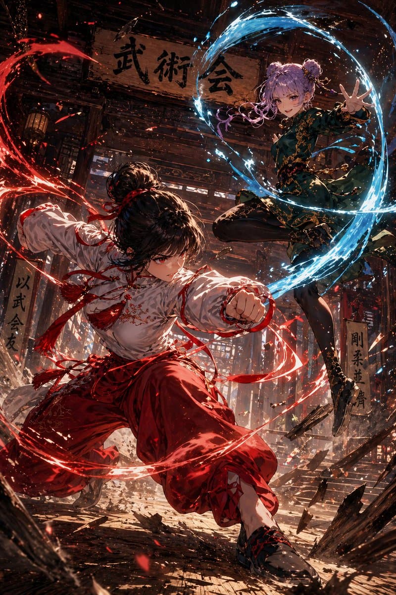 Anime Martial Arts Energy Clash - AI image template preview