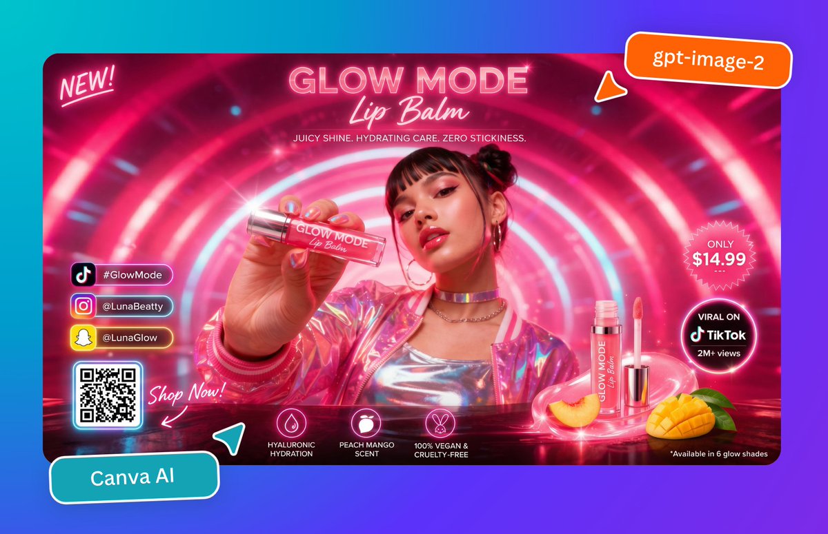 Neon Lip Balm Launch Ad - AI image template preview
