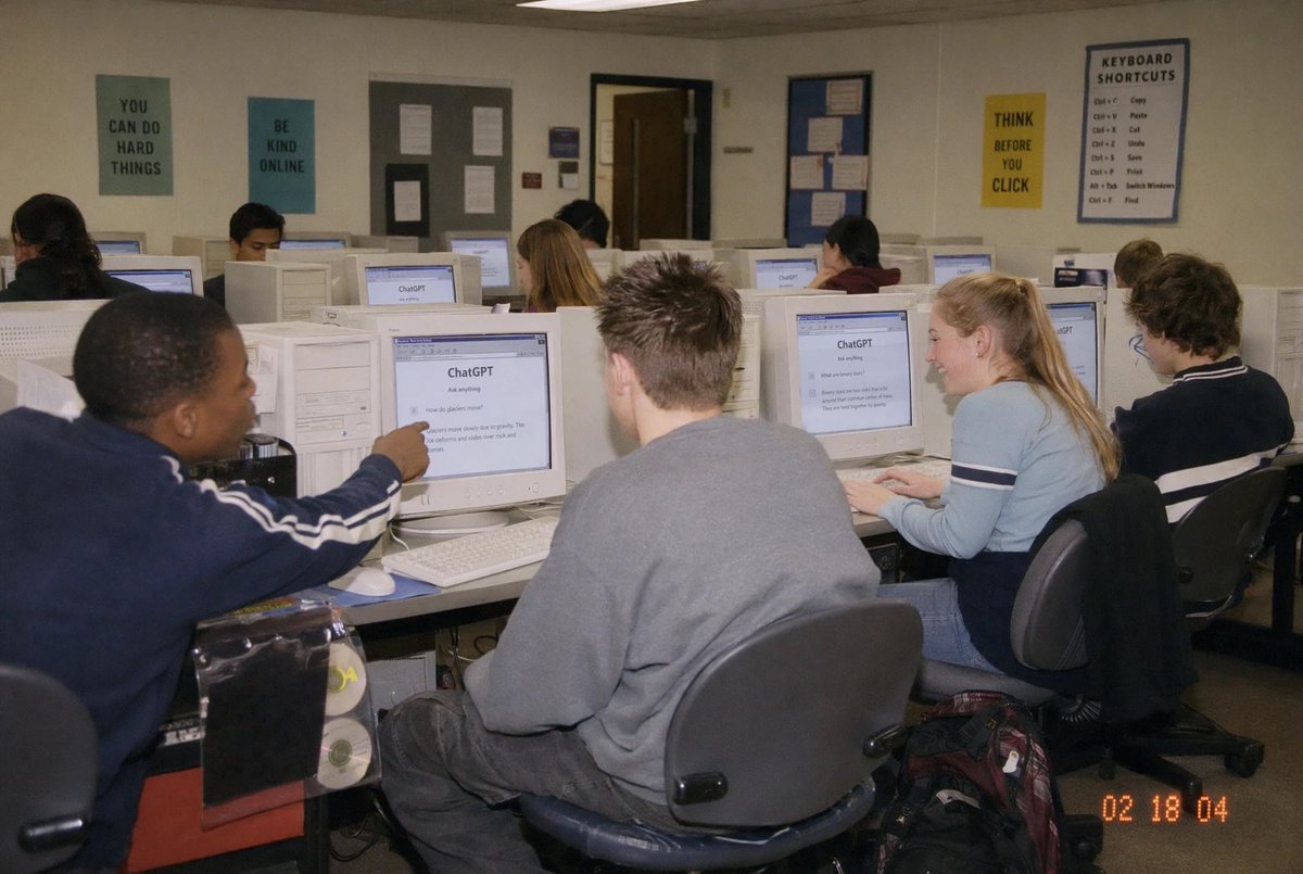 Early 2000s Computer Lab With ChatGPT - AI image template preview