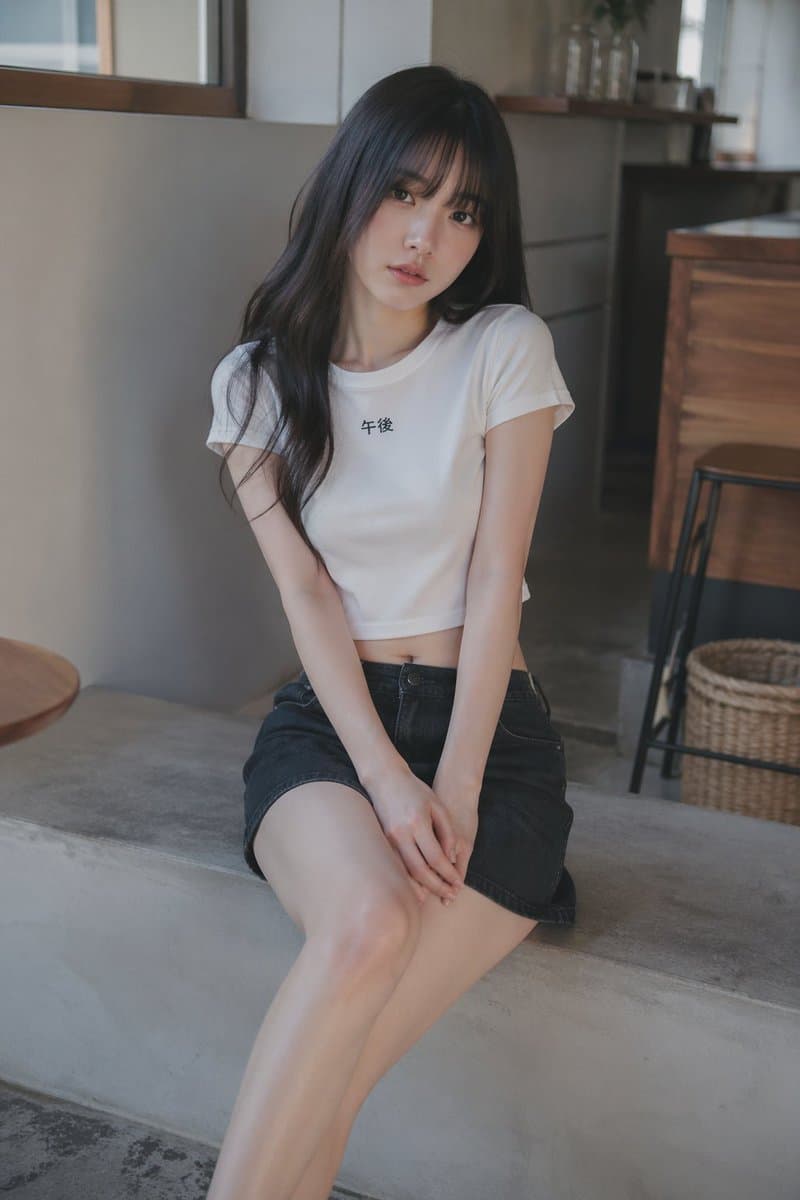 Soft Cafe Portrait of Young Woman - AI image template preview