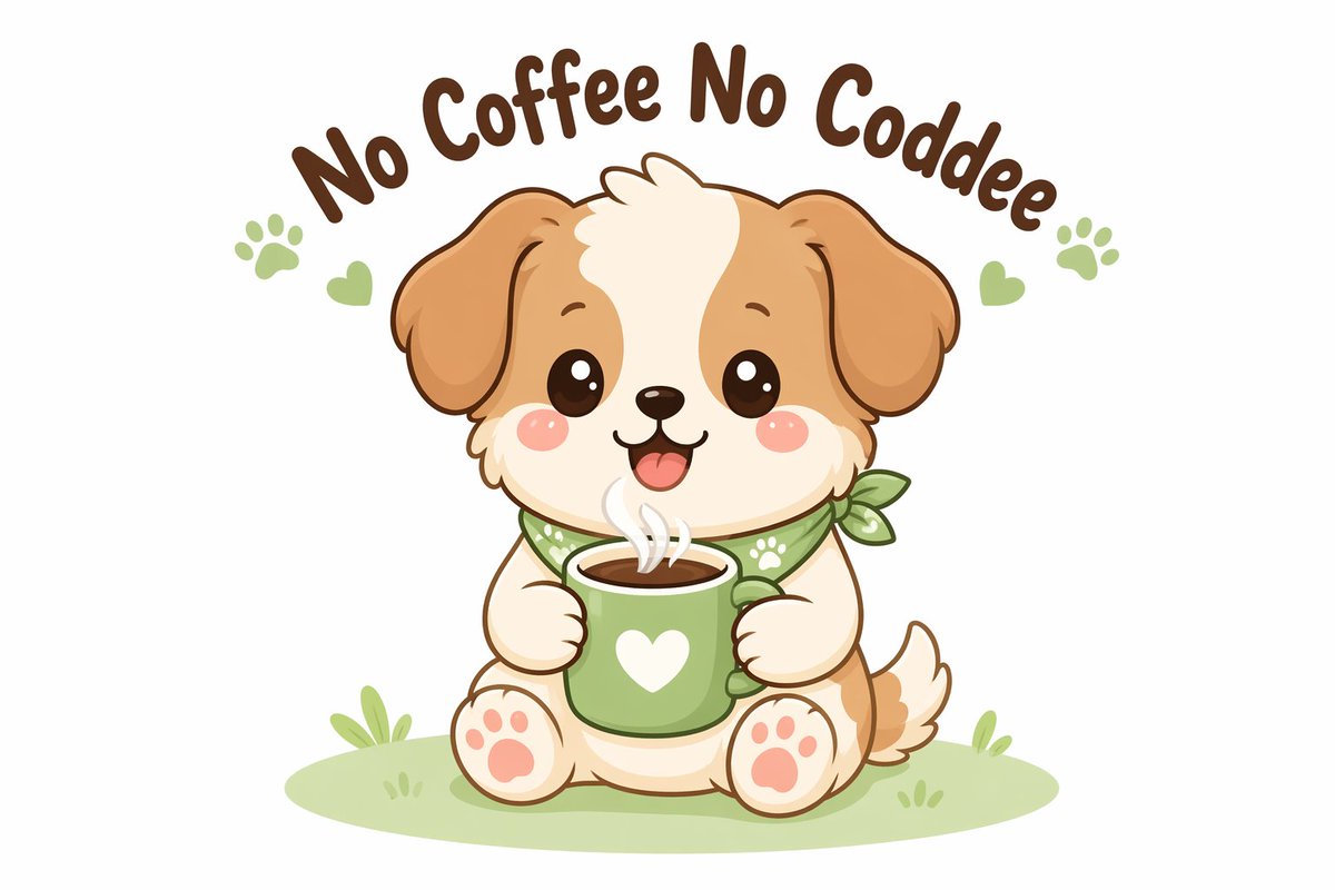 Kawaii coffee dog vector illustration - AI image template preview