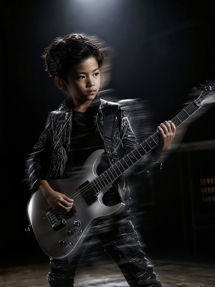 Moody Guitarist Portrait - AI image template preview