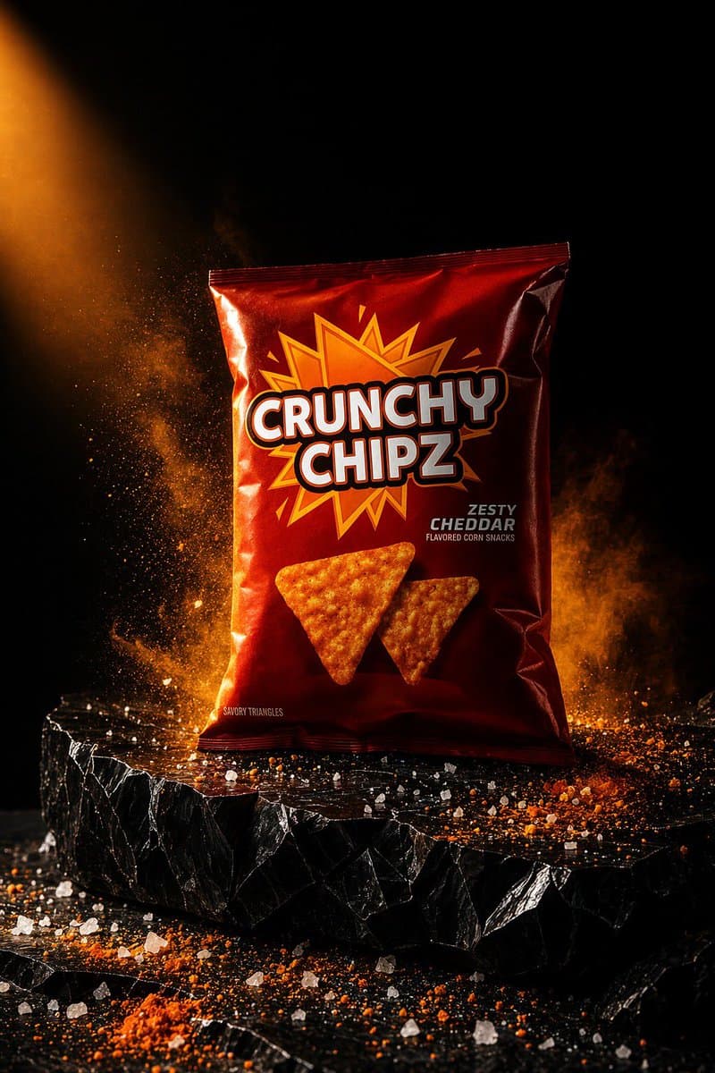 Spicy Snack Bag Product Ad - AI image template preview