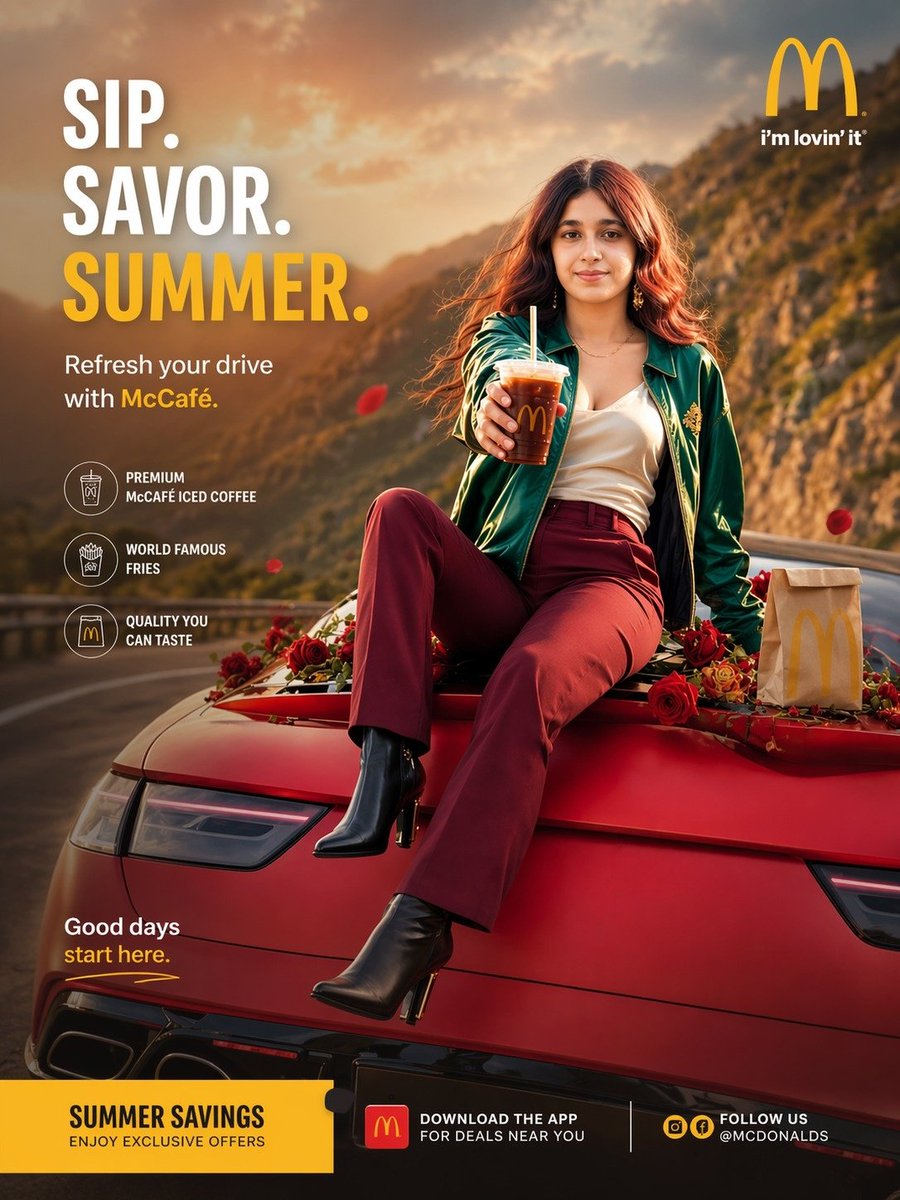 Summer McCafé Mountain Road Ad - AI image template preview