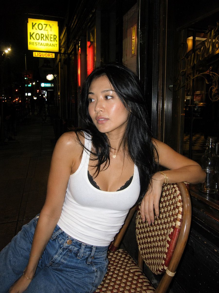 Night Flash Portrait Outside Restaurant - AI image template preview