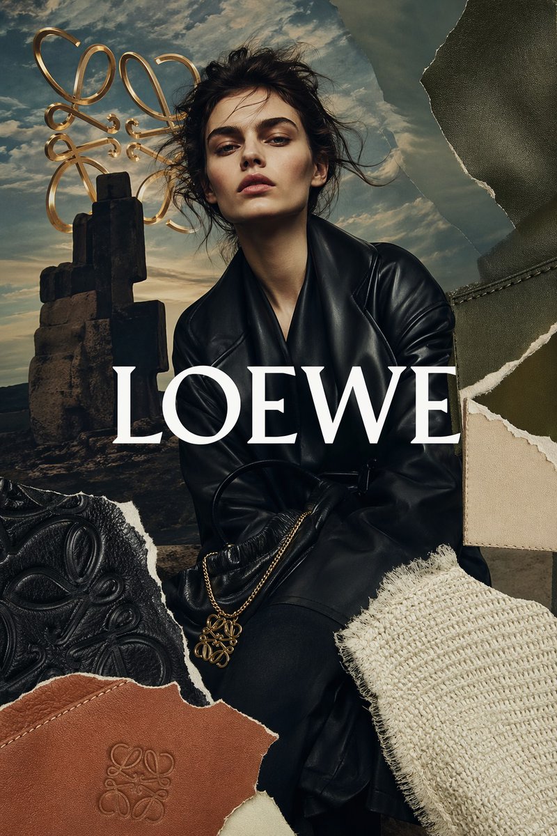 Luxury Leather Fashion Collage Ad - AI image template preview