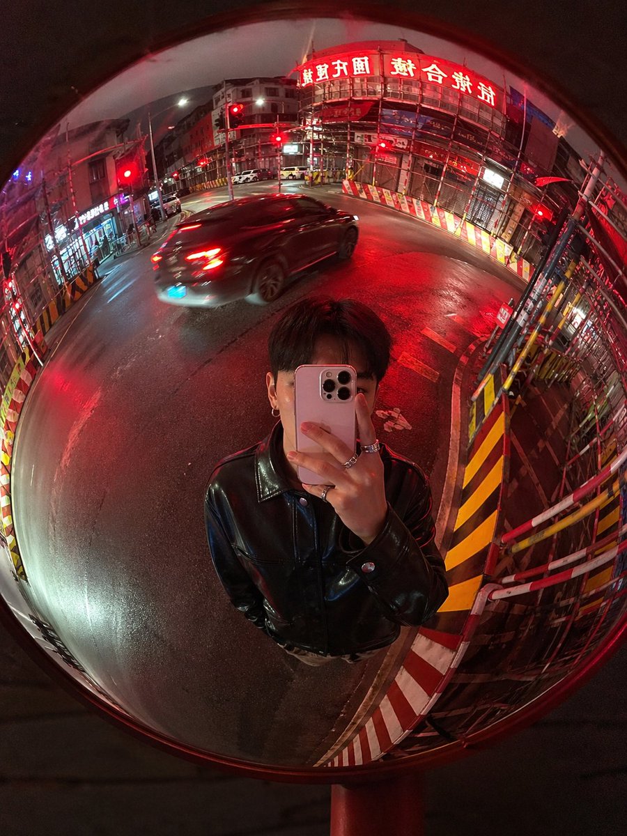 Convex Mirror Night Street Selfie - AI image template preview