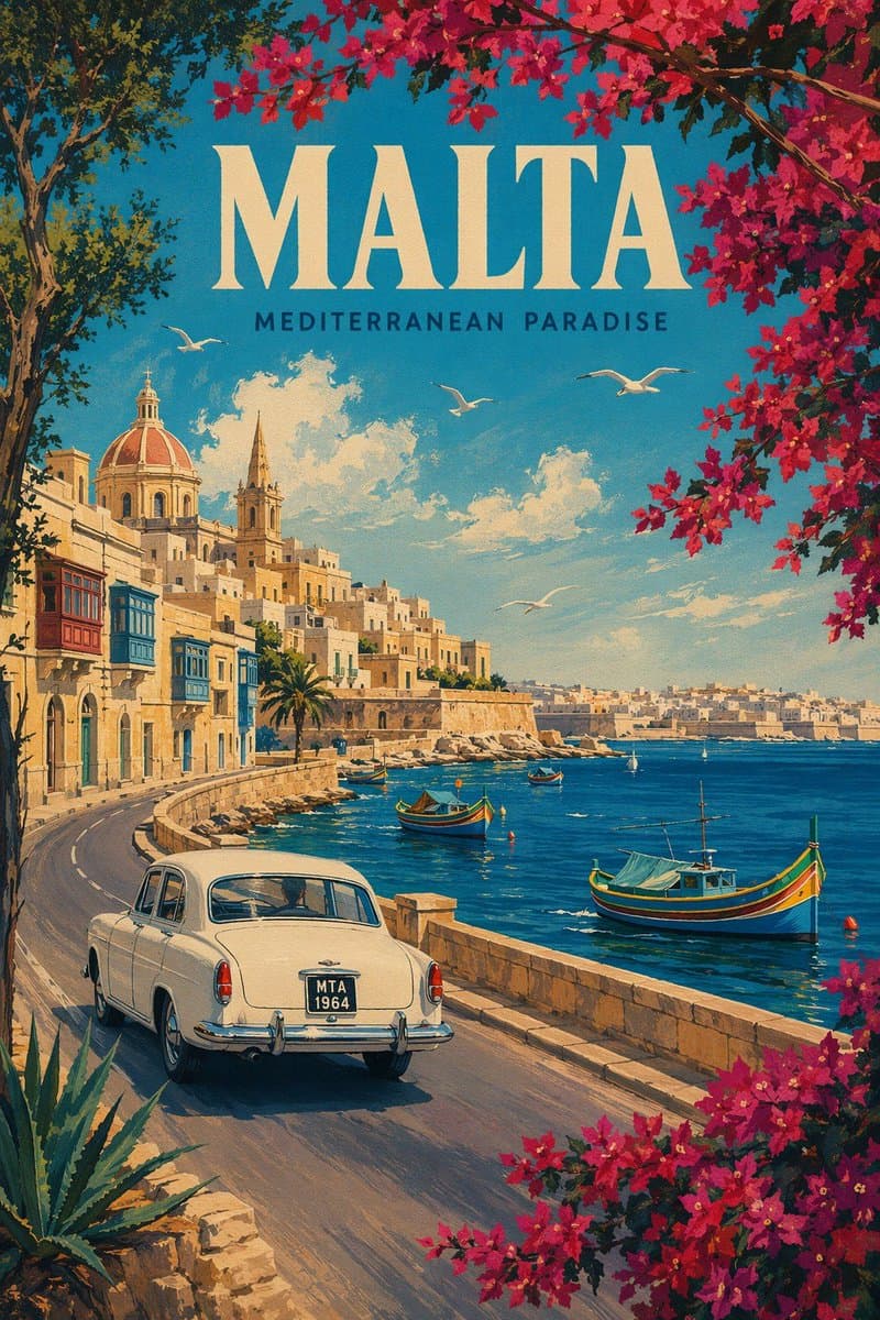 Vintage Malta Travel Poster - AI image template preview