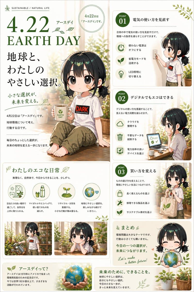 Japanese Earth Day Anime Poster - AI image template preview