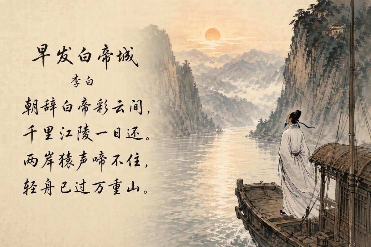 Classical Chinese Poem Scroll Landscape - AI image template preview