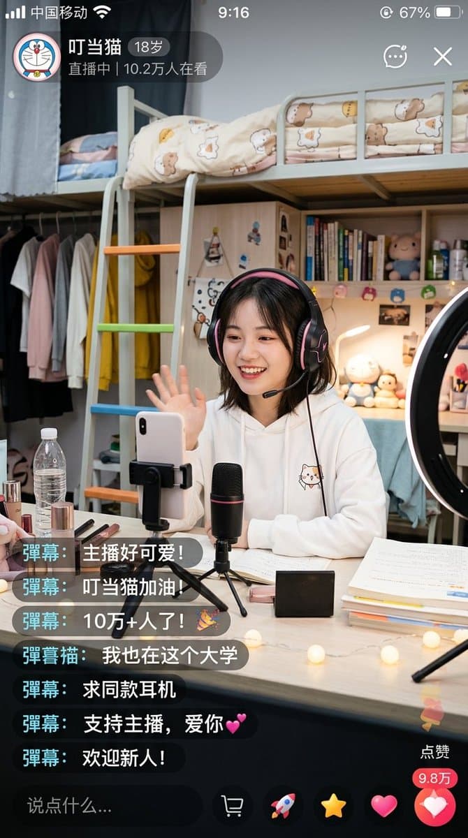 Chinese Dorm Livestream Screenshot - AI image template preview