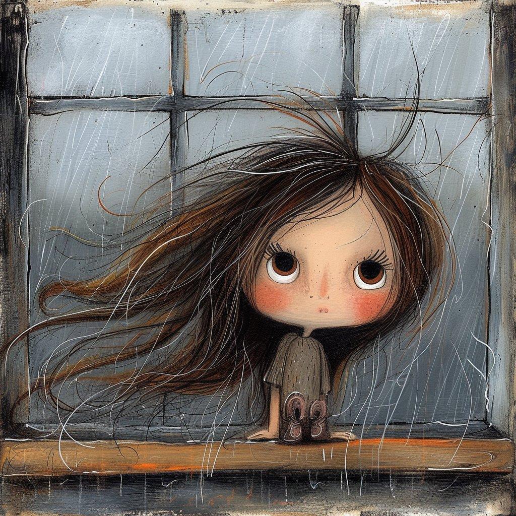 Surreal Woman at a Weathered Window - AI image template preview